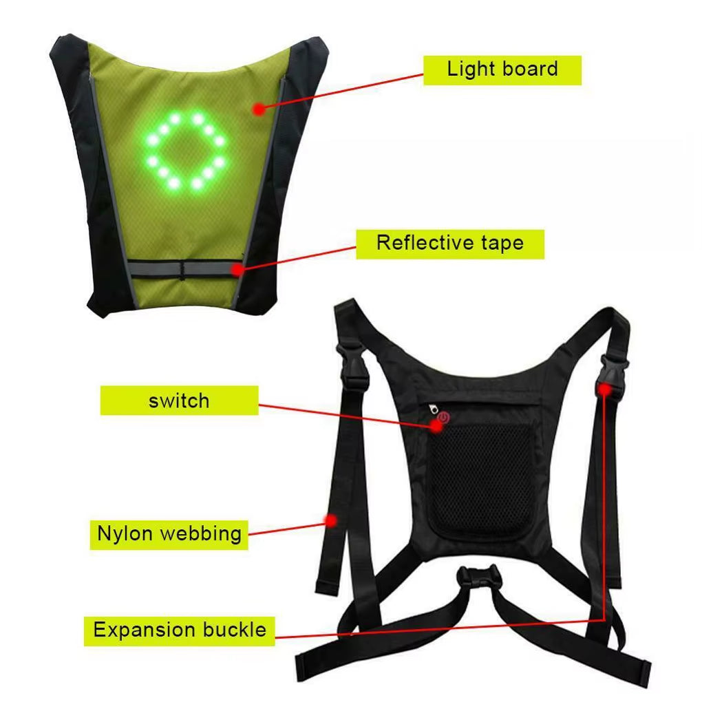 2021 LED Cycling Vest Night Cycling Remote Control Bike Clothing with LED Turn Light Indicator