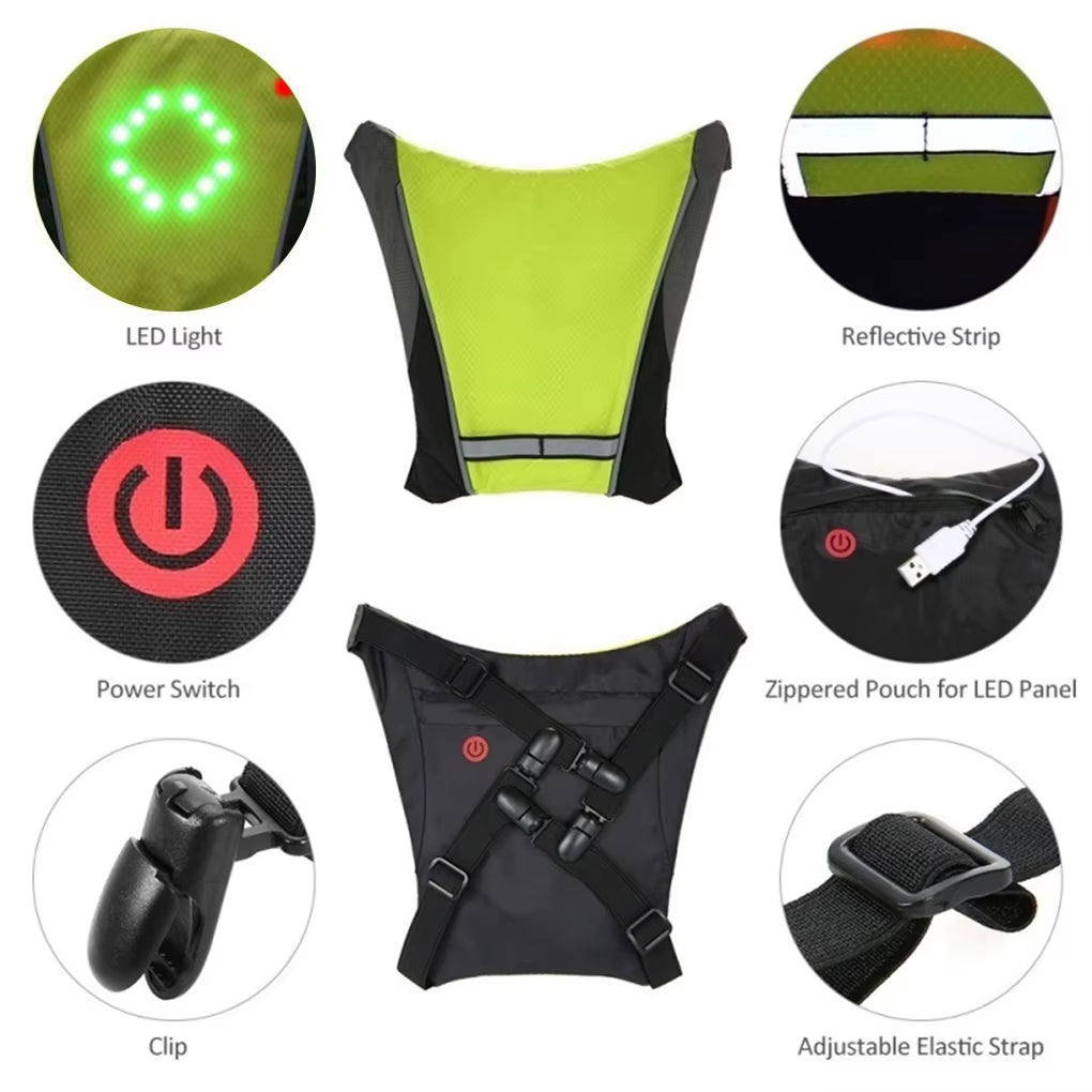 2021 LED Cycling Vest Night Cycling Remote Control Bike Clothing with LED Turn Light Indicator