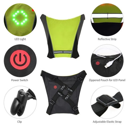 2021 LED Cycling Vest Night Cycling Remote Control Bike Clothing with LED Turn Light Indicator